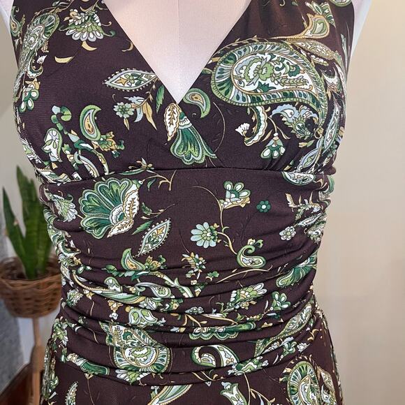 Speechless Y2K Ruched Halter Dress Asymmetrical Hem Size S Forest Fairy Babydoll - Picture 6 of 10